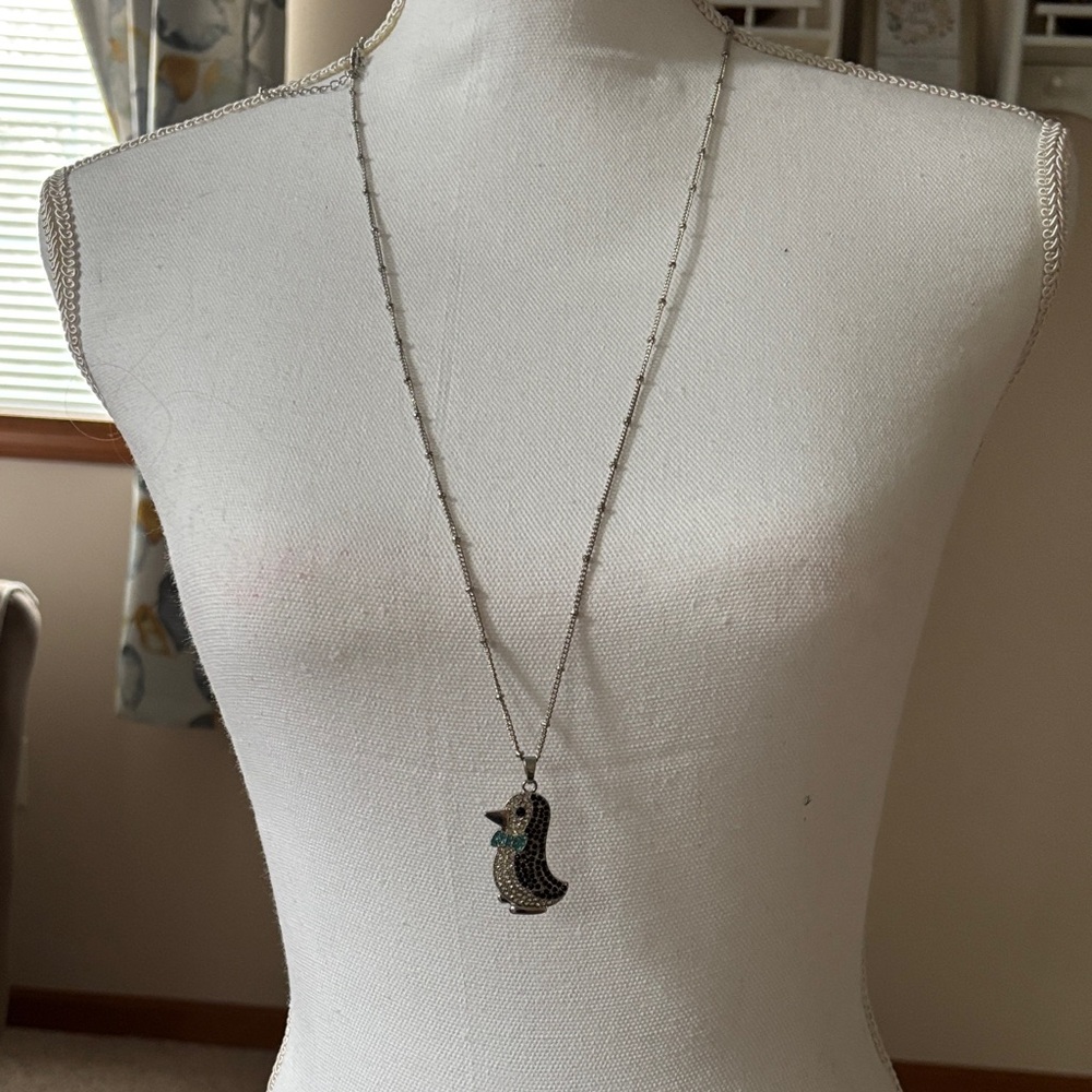 Silver Penguin Pendant Necklace